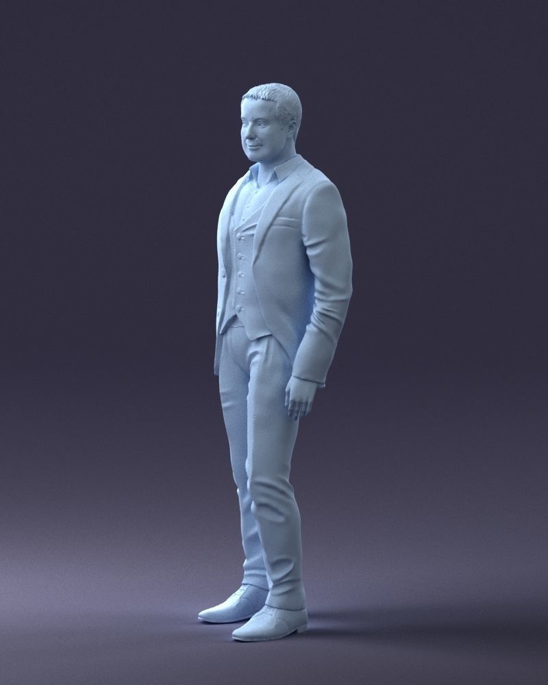 000233 Man in Stylish Three-Piece Suit 1217 3D model_28