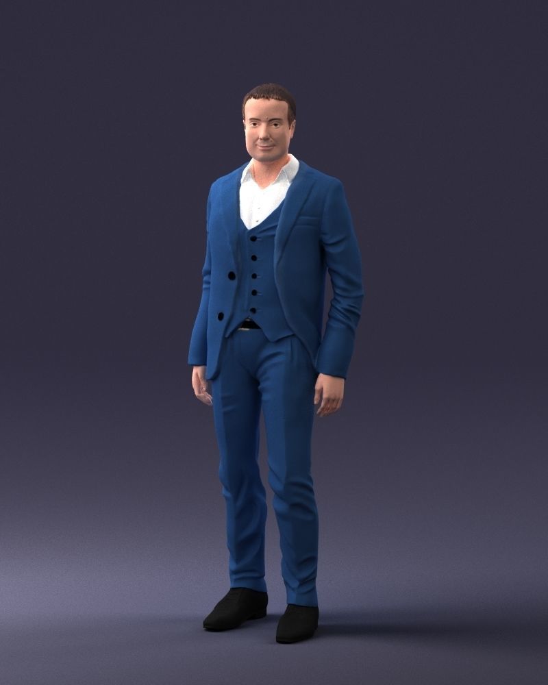 000233 Man in Stylish Three-Piece Suit 1217 3D model_30
