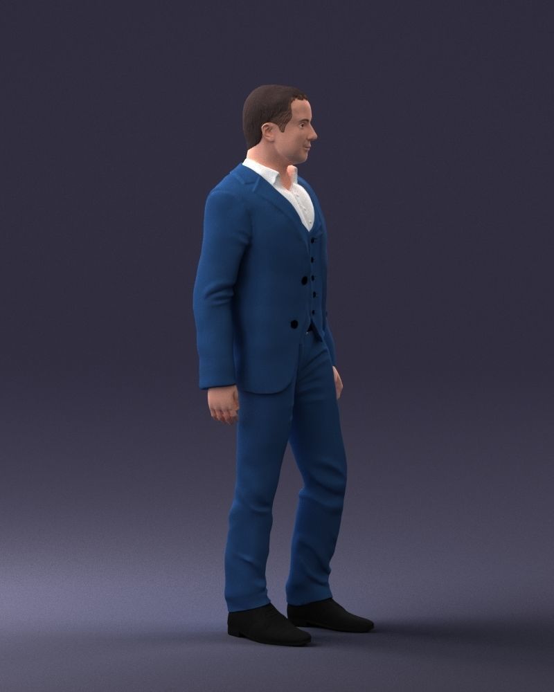 000233 Man in Stylish Three-Piece Suit 1217 3D model_9