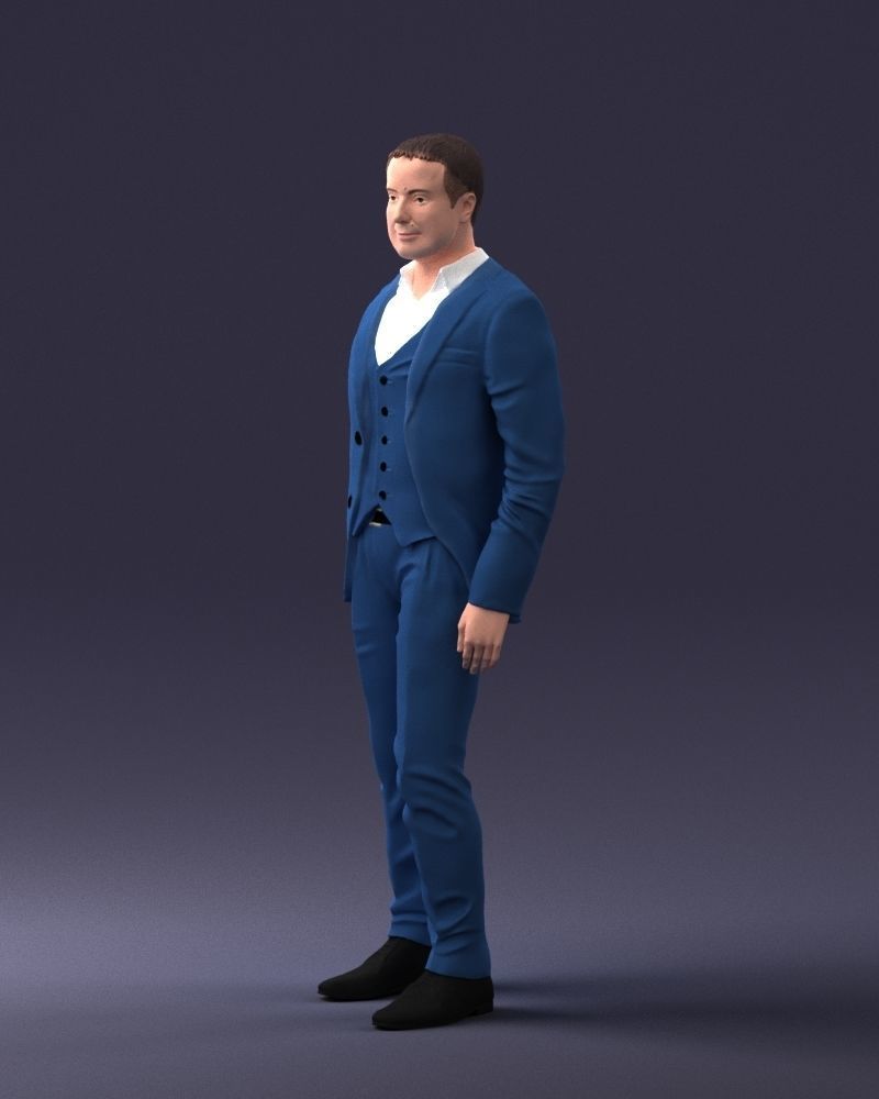 000233 Man in Stylish Three-Piece Suit 1217 3D model_27