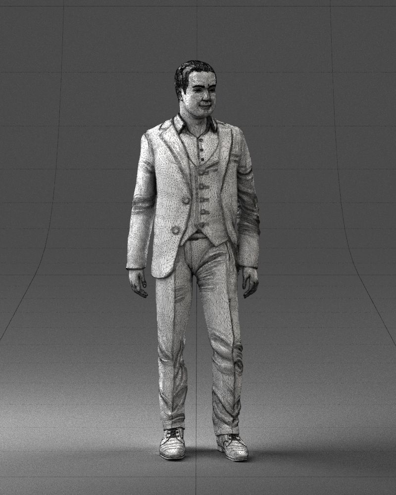 000233 Man in Stylish Three-Piece Suit 1217 3D model_5