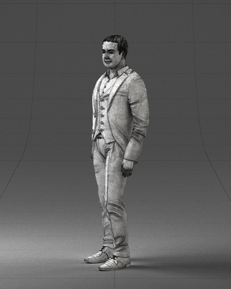 000233 Man in Stylish Three-Piece Suit 1217 3D model_29