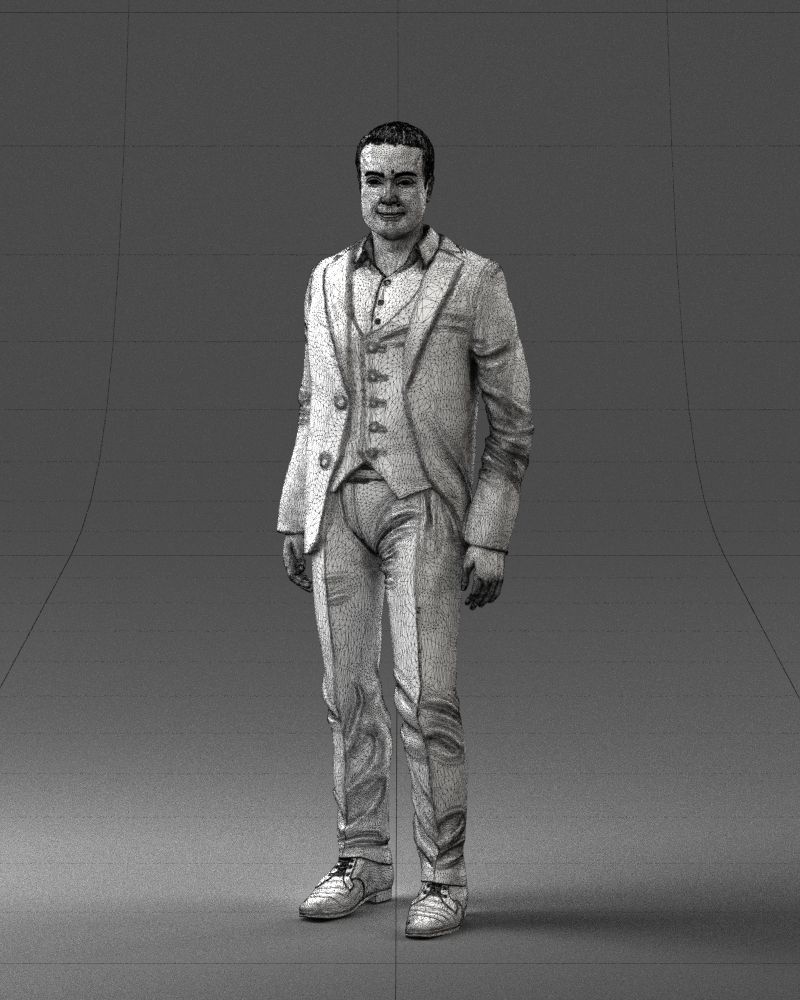 000233 Man in Stylish Three-Piece Suit 1217 3D model_32