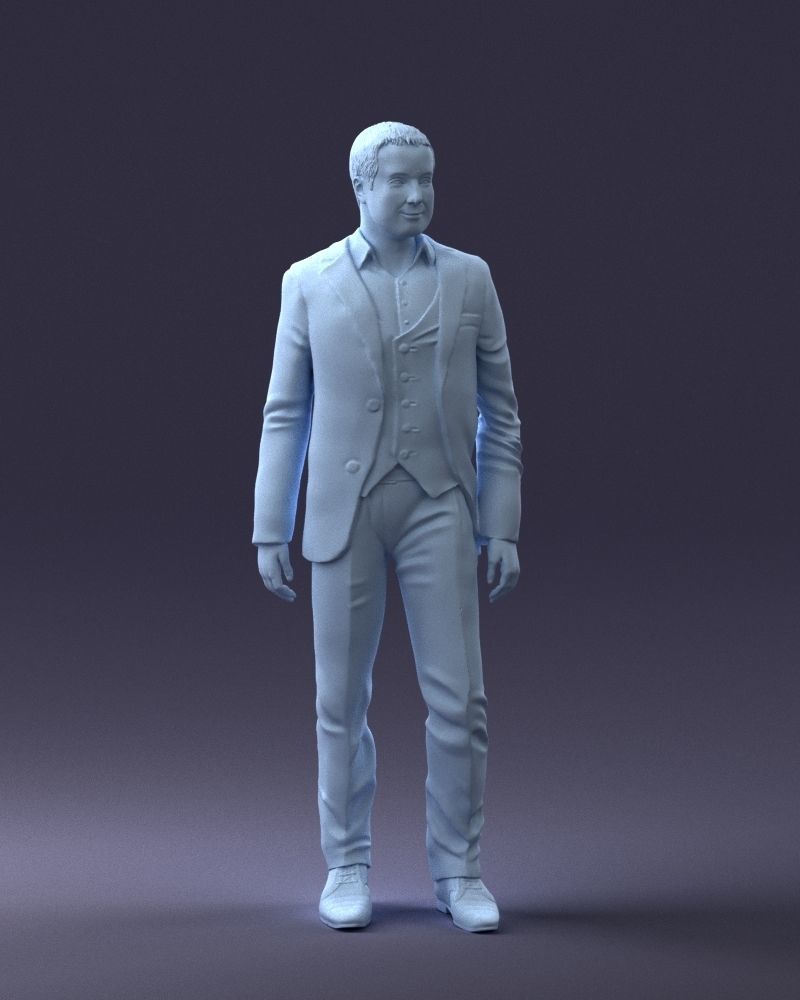000233 Man in Stylish Three-Piece Suit 1217 3D model_4