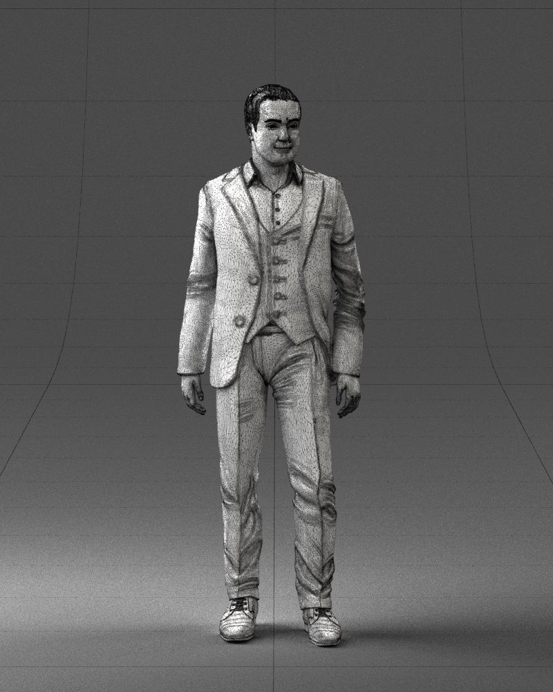 000233 Man in Stylish Three-Piece Suit 1217 3D model_2