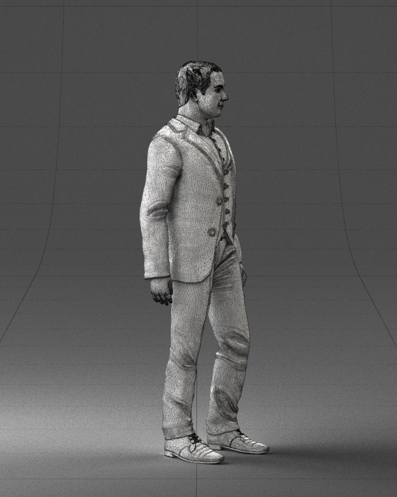 000233 Man in Stylish Three-Piece Suit 1217 3D model_11