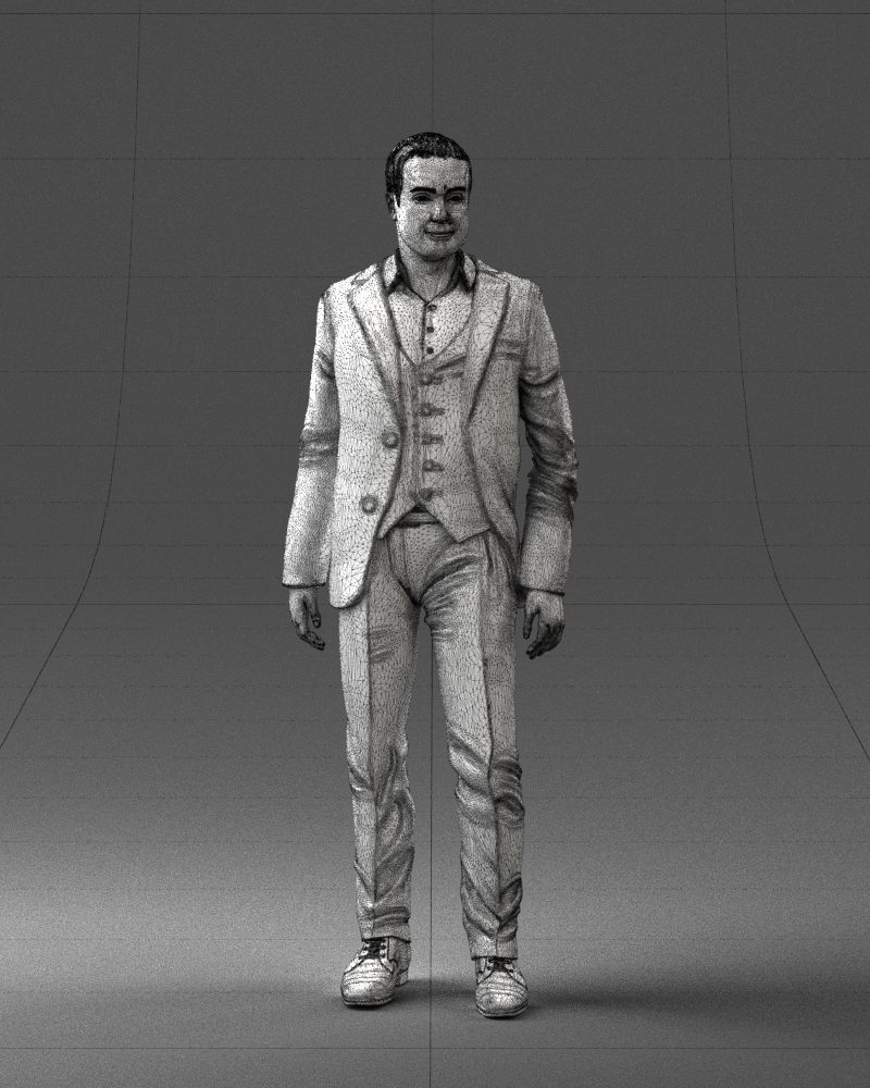 000233 Man in Stylish Three-Piece Suit 1217 3D model_35