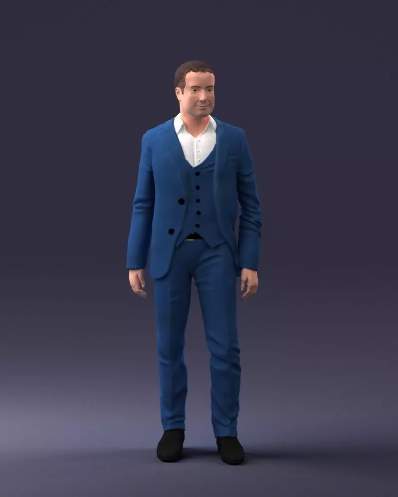 000233 Man in Stylish Three-Piece Suit 1217 3D model_0