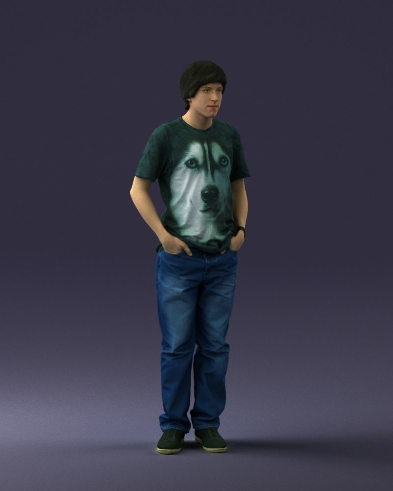 000045 Man in Wolf T-Shirt 0111 3D model_9