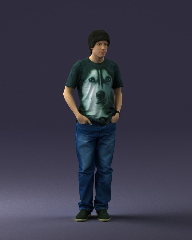 000045 Man in Wolf T-Shirt 0111 3dp 3D print model_3