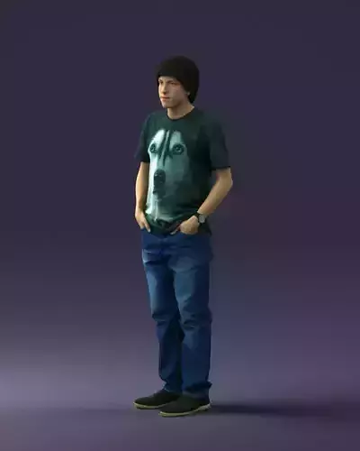 000045 Man in Wolf T-Shirt 0111 3dp 3D print model