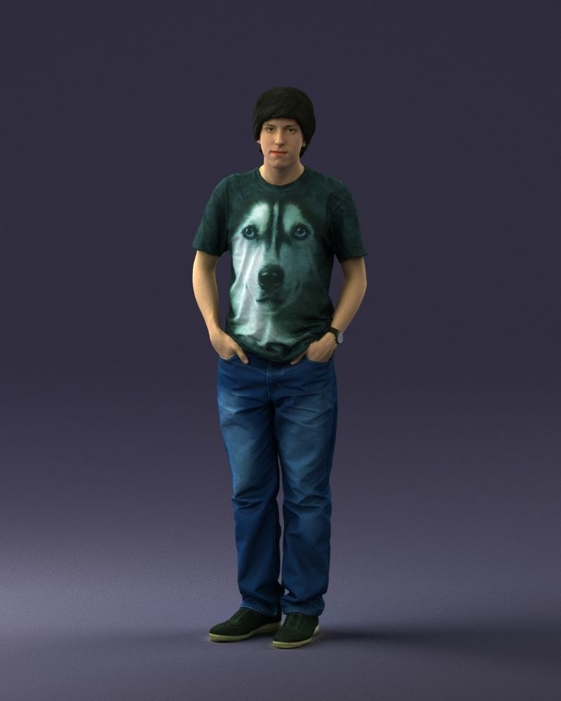 000045 Man in Wolf T-Shirt 0111 3dp 3D print model_1