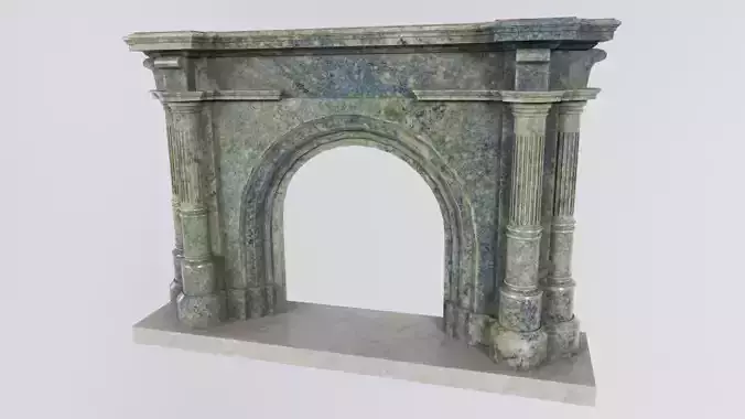 Fireplace stone Low-poly 3D model