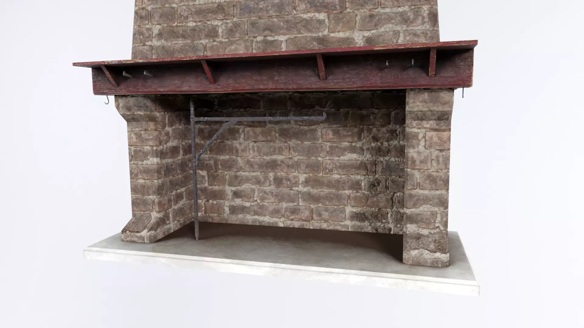 Brick Fireplace Low-poly 3D model_0