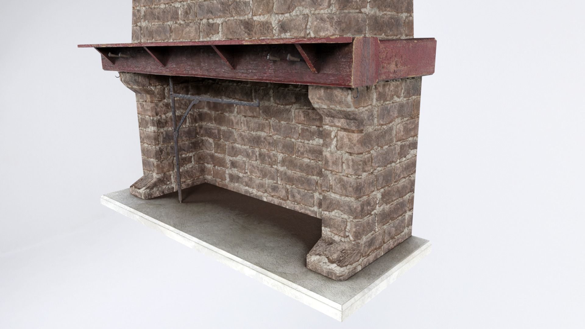Brick Fireplace Low-poly 3D model_2
