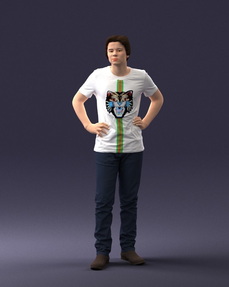 000123 Teenager in Printed Tiger T-Shirt 0303 3dp 3D print model_48