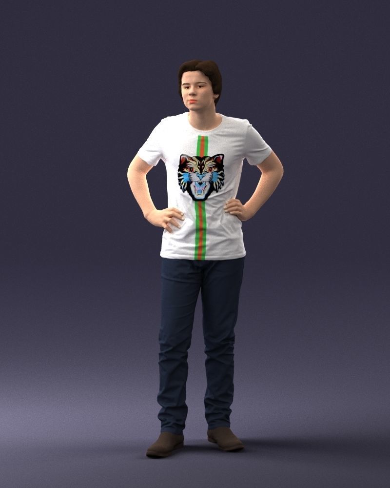 000123 Teenager in Printed Tiger T-Shirt 0303 3dp 3D print model_44