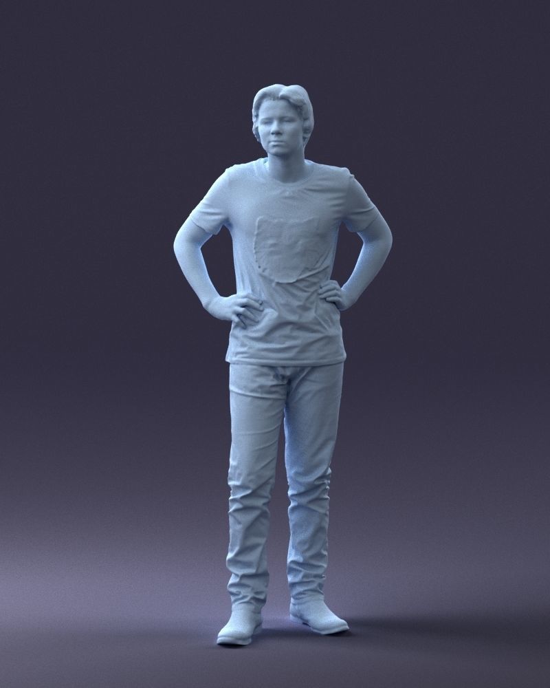 000123 Teenager in Printed Tiger T-Shirt 0303 3dp 3D print model_1