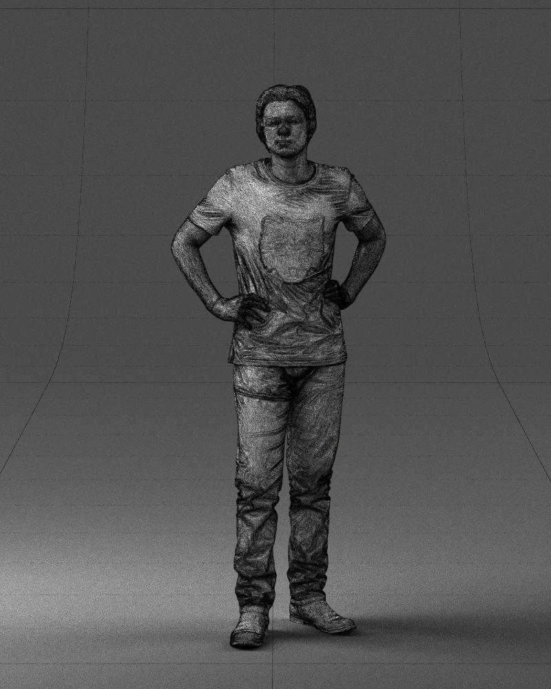 000123 Teenager in Printed Tiger T-Shirt 0303 3dp 3D print model_7