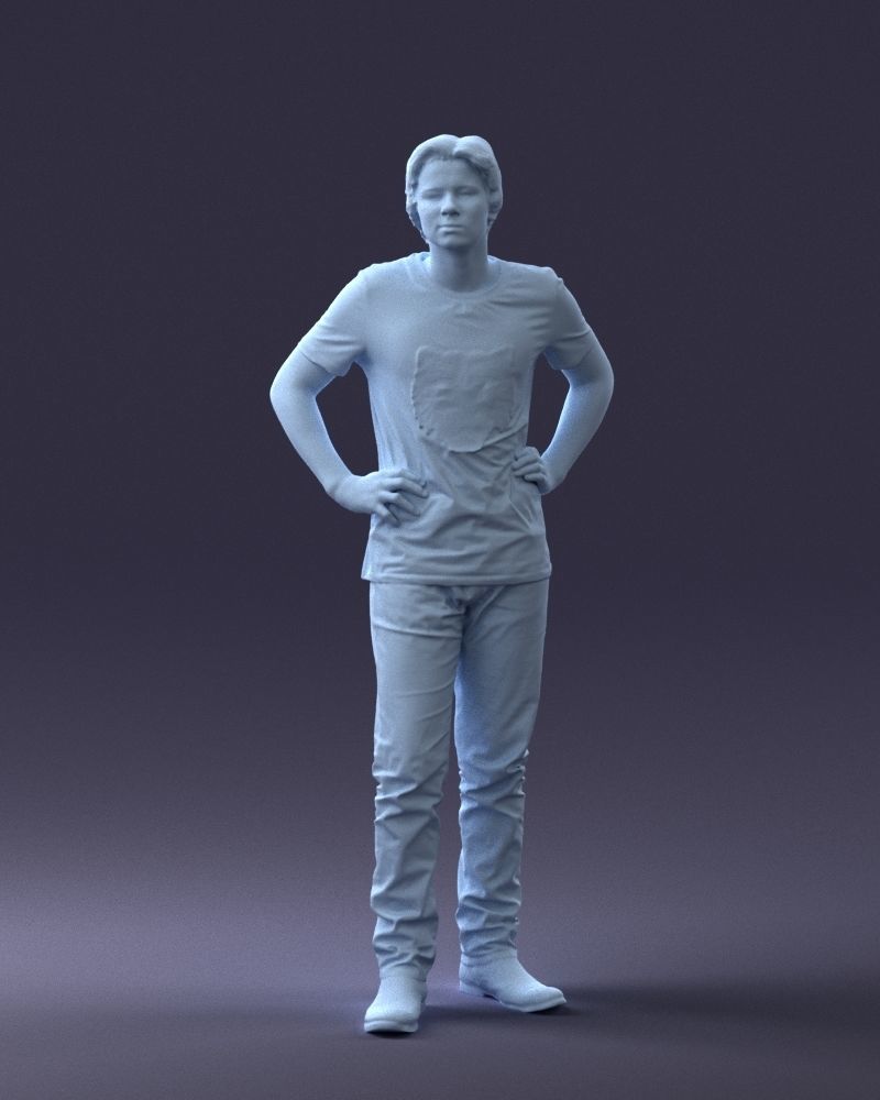 000123 Teenager in Printed Tiger T-Shirt 0303 3dp 3D print model_5