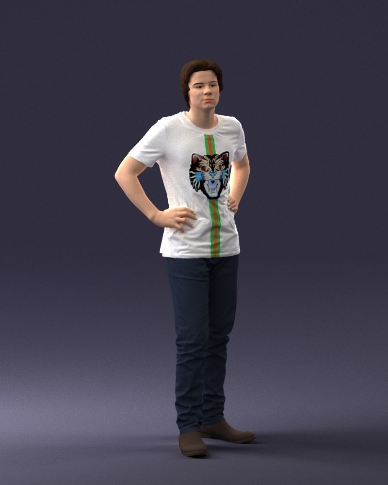 000123 Teenager in Printed Tiger T-Shirt 0303 3dp 3D print model_8