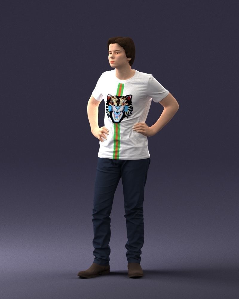 000123 Teenager in Printed Tiger T-Shirt 0303 3dp 3D print model_40