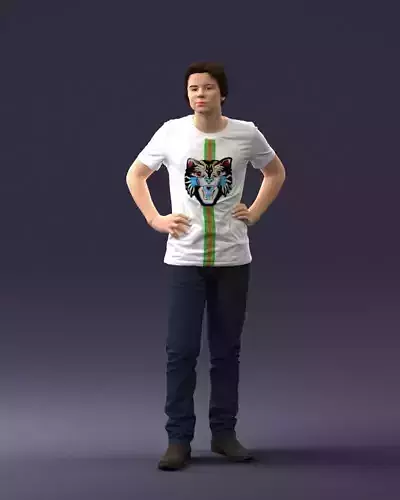 000123 Teenager in Printed Tiger T-Shirt 0303 3dp 3D print model