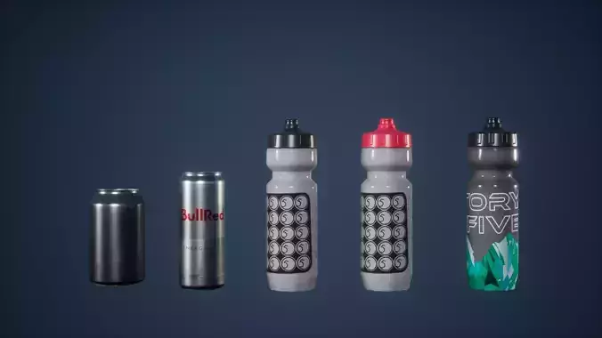 Water Bottles Low Poly Game Ready Low-poly 3D model