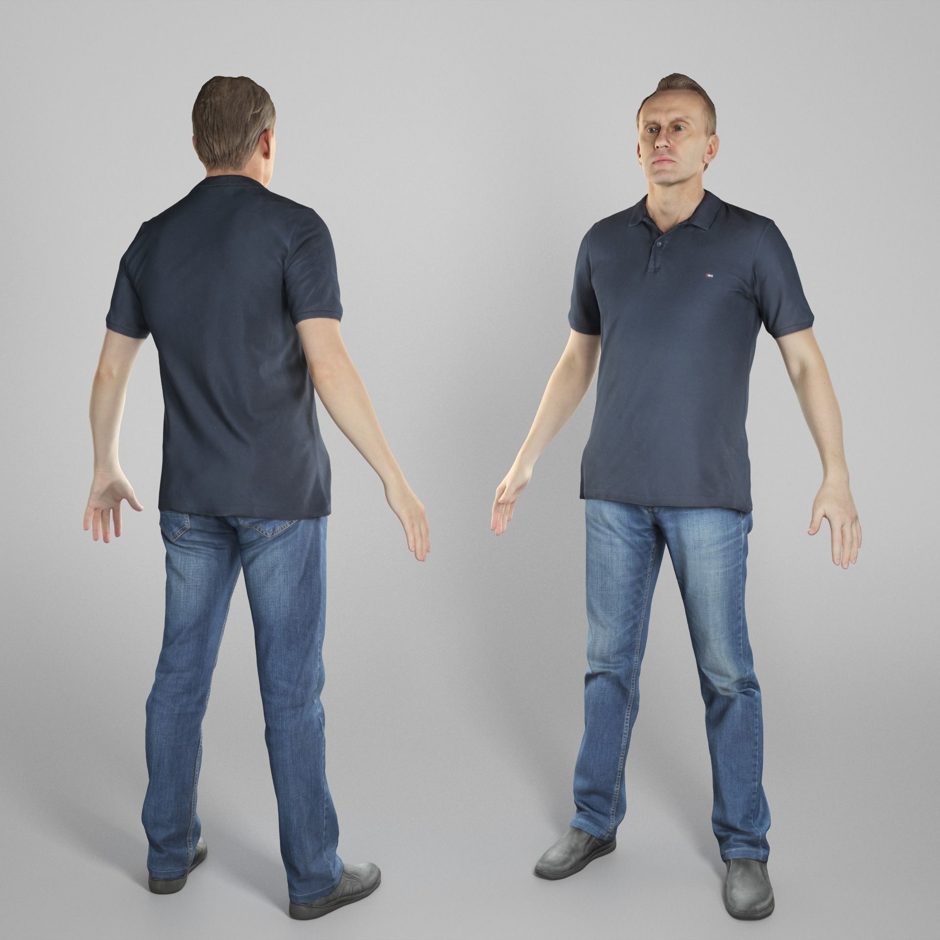 Man in casual style ready for animation 312 Low-poly 3D model_1