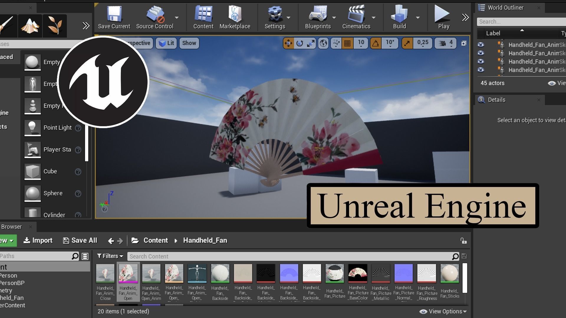 Handheld Foldable Fan Animated Low-poly 3D model_6
