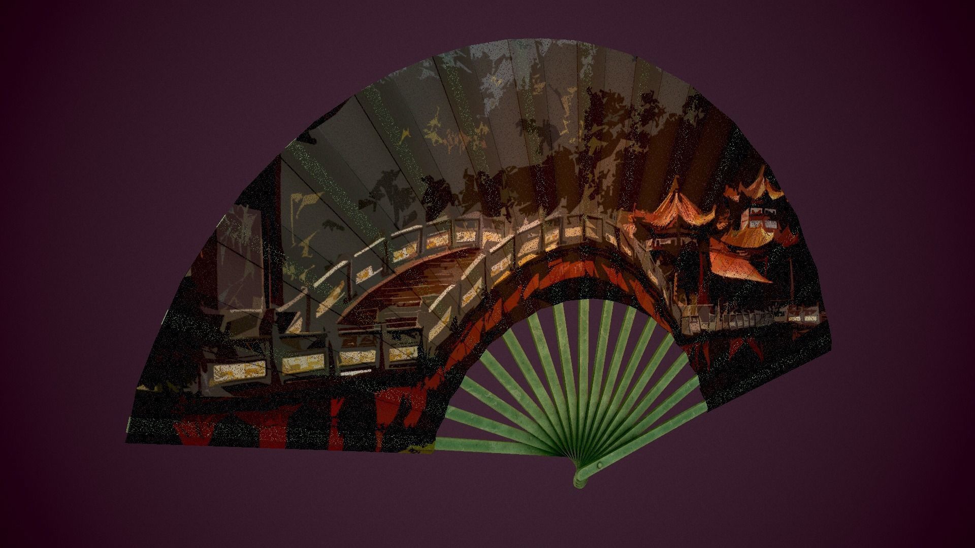 Handheld Foldable Fan Animated Low-poly 3D model_13