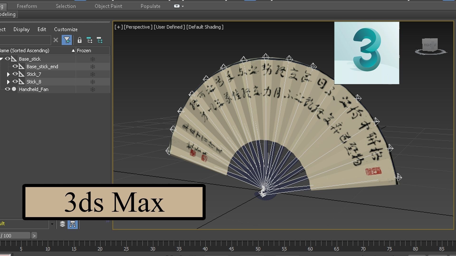 Handheld Foldable Fan Animated Low-poly 3D model_7