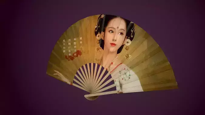 Handheld Foldable Fan Animated Low-poly 3D model