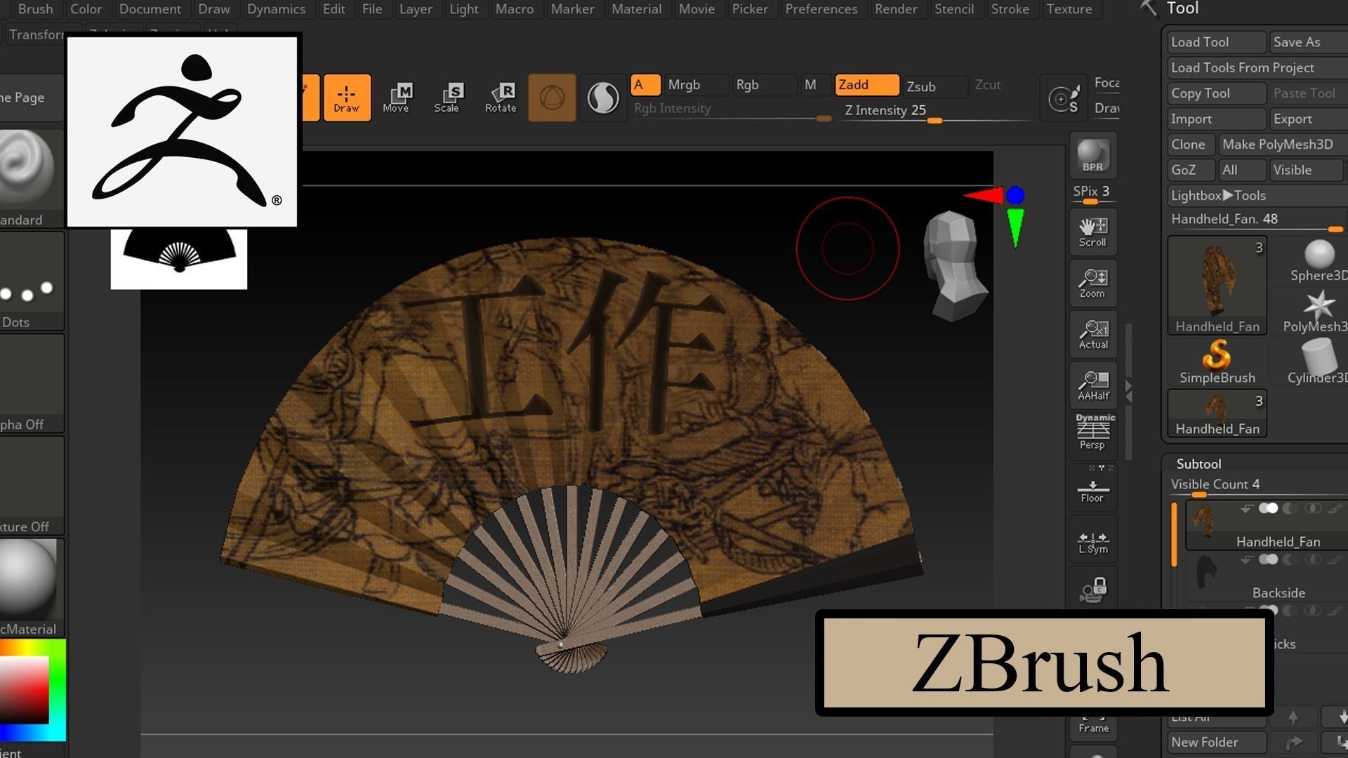Handheld Foldable Fan Animated Low-poly 3D model_15