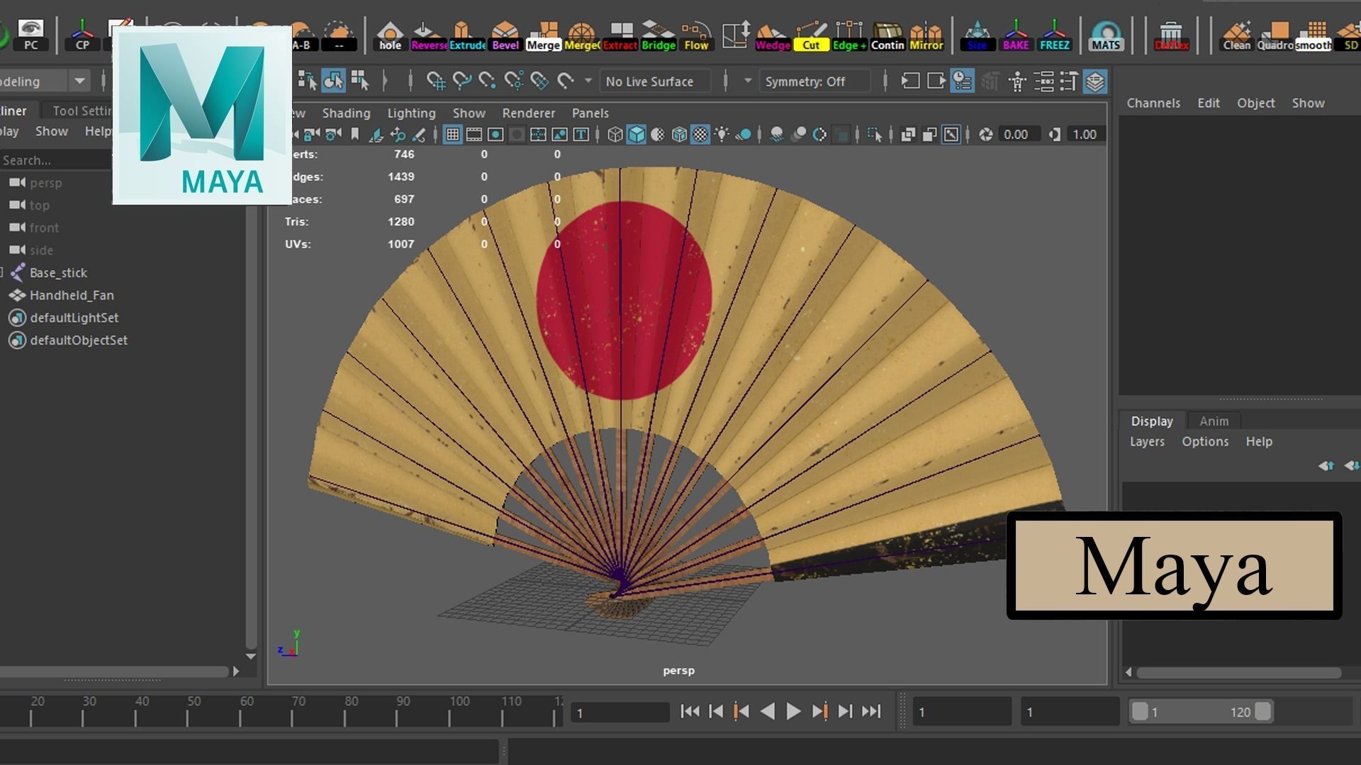 Handheld Foldable Fan Animated Low-poly 3D model_10