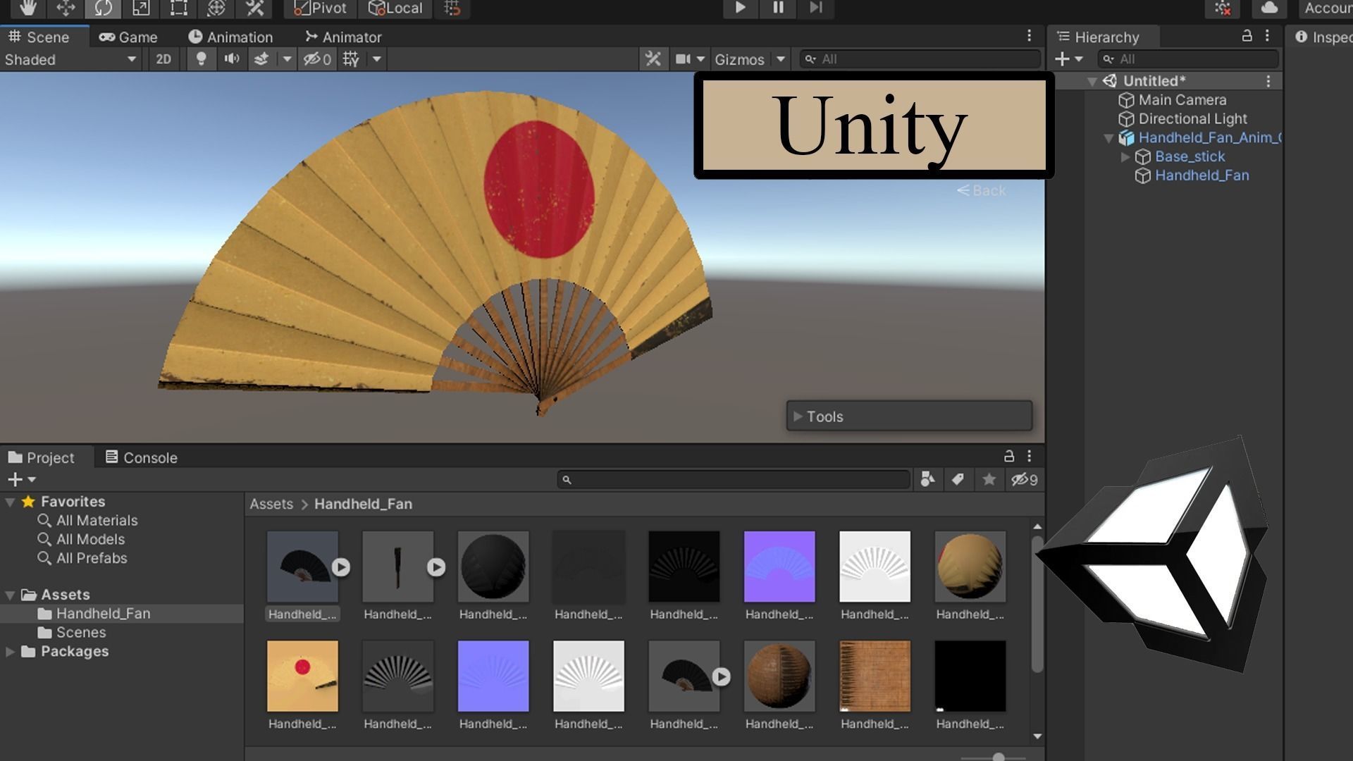 Handheld Foldable Fan Animated Low-poly 3D model_9