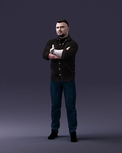 000210 Tattooed Man with Folded Arms 1121 3dp 3D print model