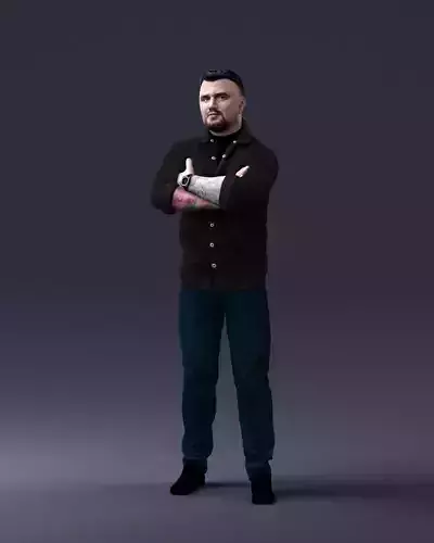 000210 Tattooed Man with Folded Arms 1121 3dp