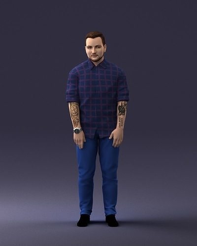 Man in blue shirt 1121 3D Print Ready 3D print model