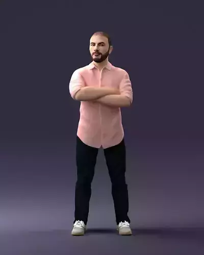 000225 Realistic Male Character in Casual Pink Shirt 1121