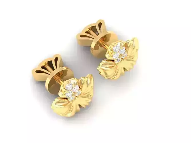 Elegant Fan Flower Earrings for Women 3D Model 566