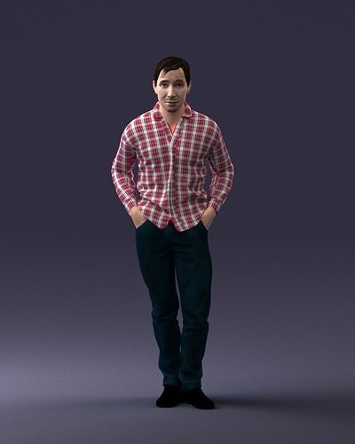 Man in plaid shirt 1121 3D Print Ready 3D print model