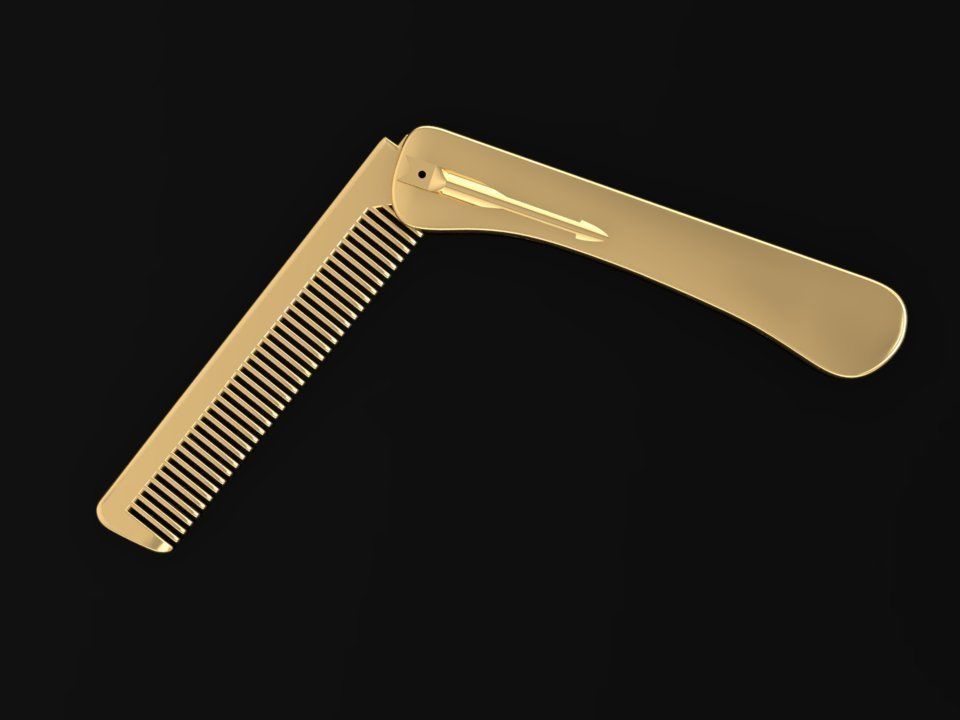 Luxury Folding Metal Comb 3D Model for Jewelry or Accessory  567 3D print model_1