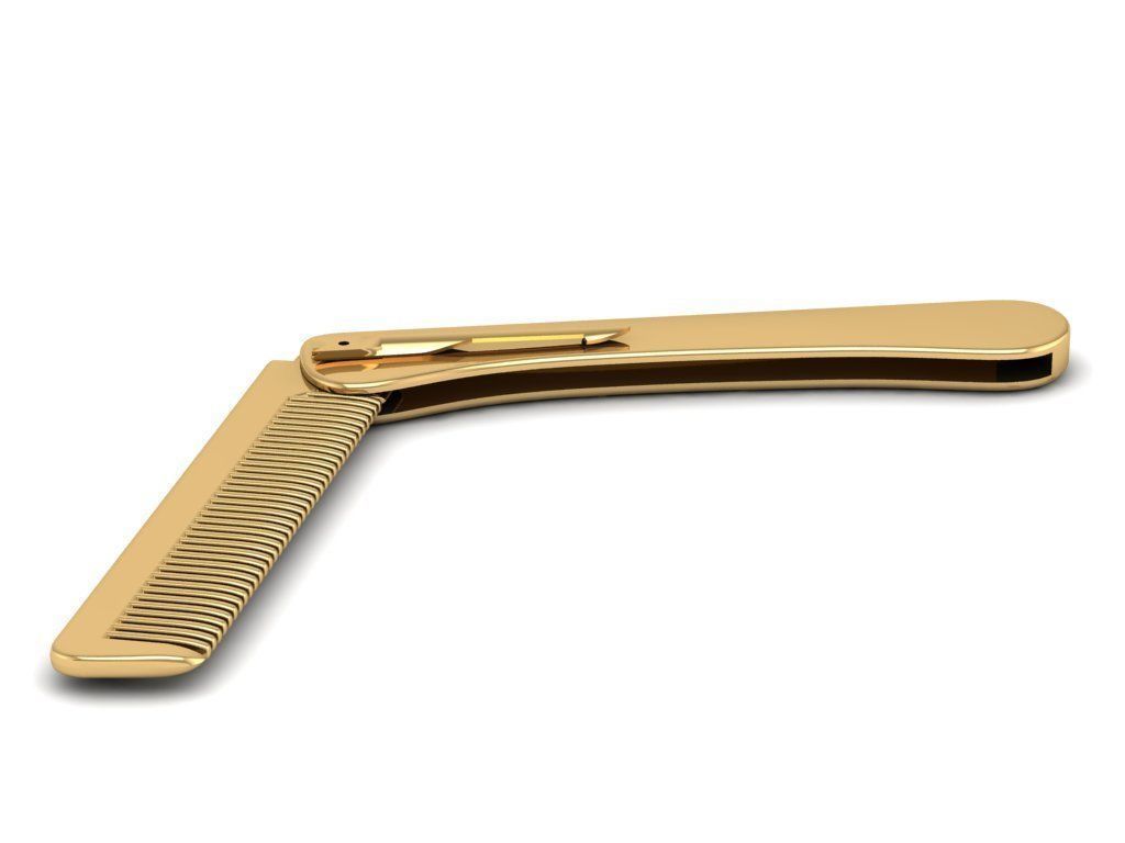 Luxury Folding Metal Comb 3D Model for Jewelry or Accessory  567 3D print model_2