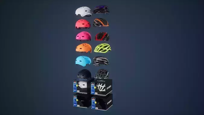 Helmet Set Low Poly Game Ready rack Low-poly 3D model