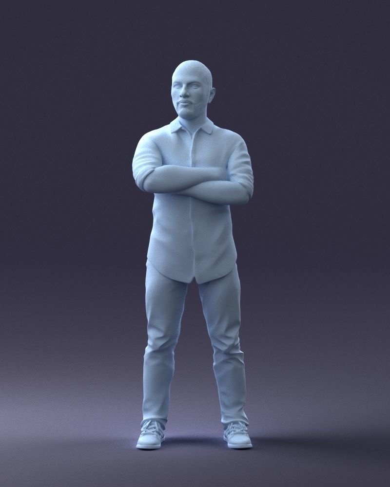 000225 Realistic Male Character in Casual Pink Shirt 1121 3dp 3D print model_1