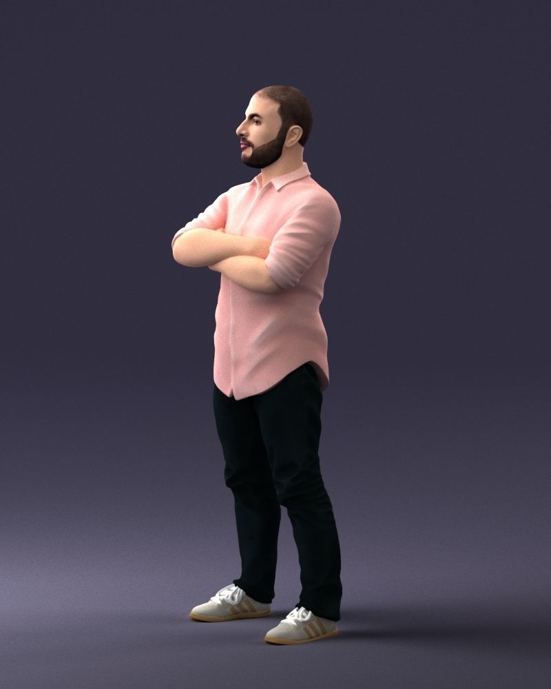 000225 Realistic Male Character in Casual Pink Shirt 1121 3dp 3D print model_27