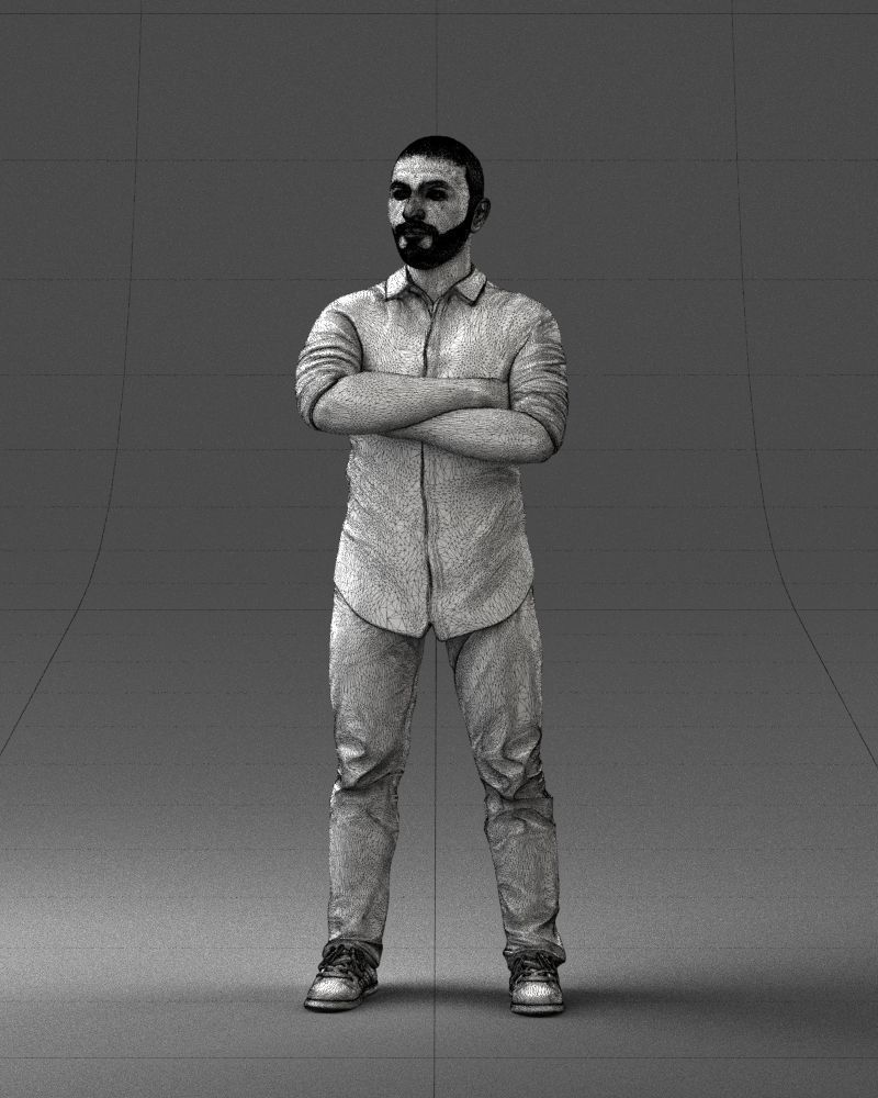 000225 Realistic Male Character in Casual Pink Shirt 1121 3dp 3D print model_35