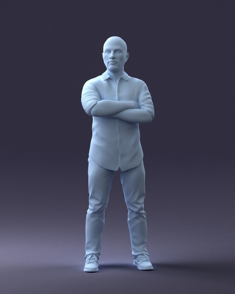 000225 Realistic Male Character in Casual Pink Shirt 1121 3dp 3D print model_4