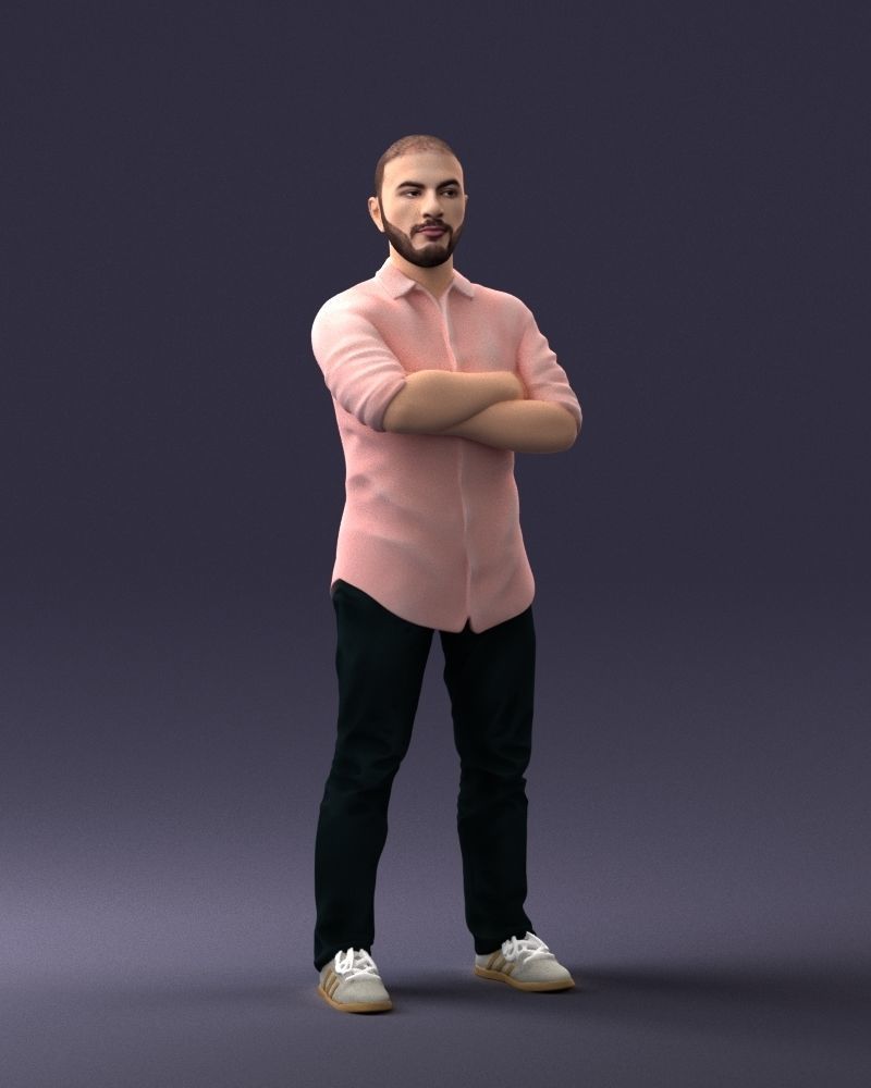 000225 Realistic Male Character in Casual Pink Shirt 1121 3dp 3D print model_6